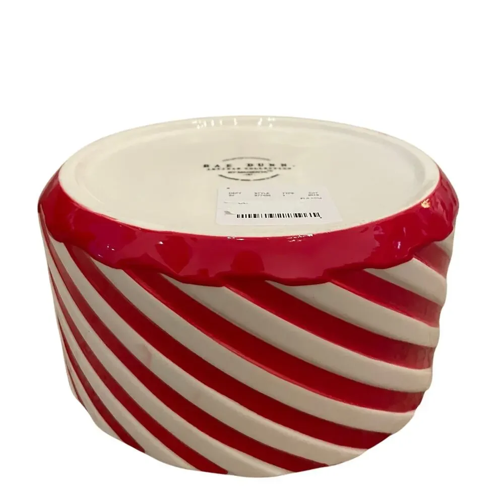 Rae Dunn Dog Bowl Christmas Candy Cane Striped MERRY PAWMAS New
